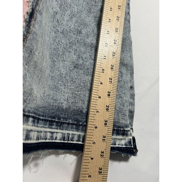 Grace In LA High Waist Patchwork Flare Jeans Size 27 Blue Denim - Picture 8 of 15